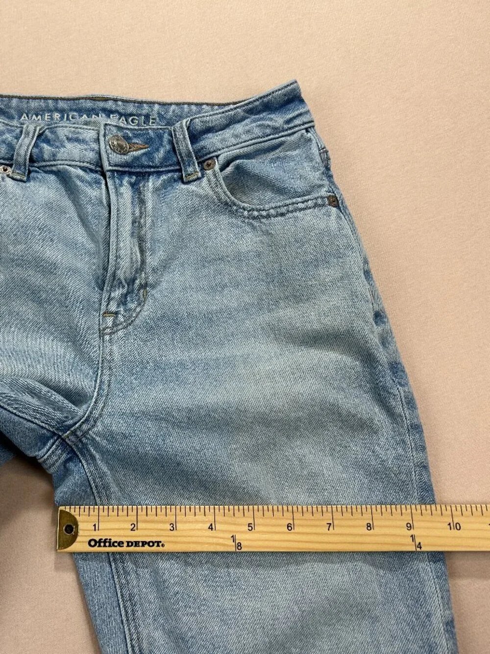 American Eagle Jeans Womens Size 0 Blue Denim Mid Rise Strigid MOM Stretch - Picture 11 of 14